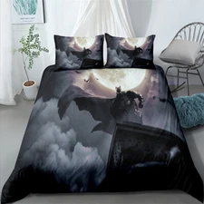 Single King Single Double Queen King Bed Quilt Doona Duvet Cover Set Batman Moon