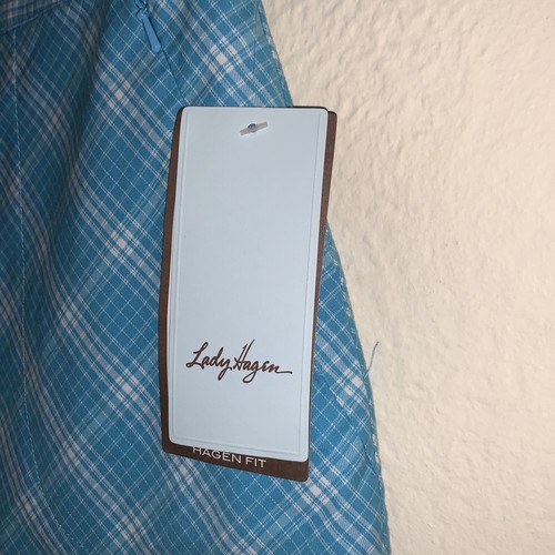 Lady Hagen 8 golf skort nwt Turquoise & white Diamond Plaid Under The Sea Fit - Picture 2 of 4