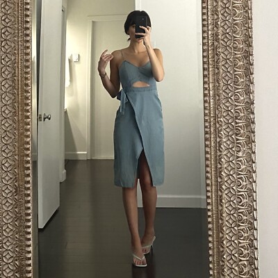 denim cut out midi dress Denim Cut Out Mini Dress-Medium Wash