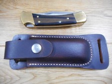 Buck 110 Horizontal draw leather knife sheath . Crazy Horse Brown leather.