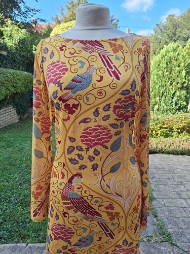 MORRIS & CO x Next Strawberry Thief Print Yellow Mesh Maxi Dress UK 8 EU 36 US 4 - Picture 7 of 16