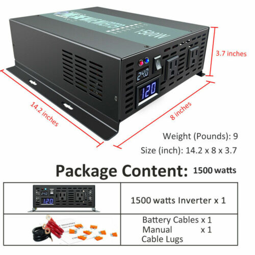 1500W Pure sine wave Power inverter 36V DC to 120V AC Power Inverter Car/Home - Picture 4 of 8