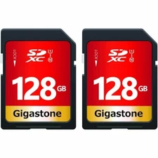 Gigastone 128GB SD Card 2-Pack Memory Card for Cameras Full HD Video SDXC U1 C10