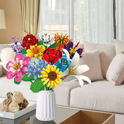 1064 Tlg. Blumen Bausteine Set Blumenstrauß Bauklötze Bauspielzeug für Erwachsen - Bild 10 von 12