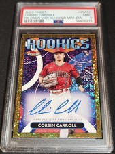 PSA 9 1/1 RC AUTO /5 CORBIN CARROLL ✨SSP GOLD REFRACTOR ROOKIE 2023 Topps Finest