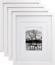 11X14 Picture Frames Set of 4, Made of Solid Wood Covered by Plexiglass 5X7 and
