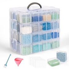 Bead Storage Organizer, 4-Tier Stackable Case with Clear Boxes