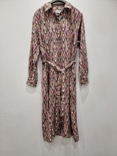Country Collection multicolor printed midi shirt dress with belt size 14