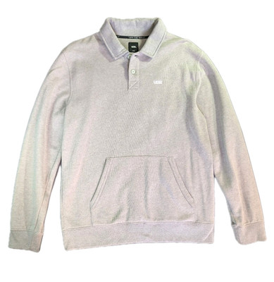 Vans Not Preppy Polo Fleece Large Cement Heather Skate Pullover Sweatshirt