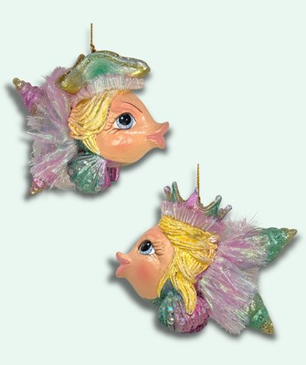 Goodwill Schatz King Queen Fisch Weihnachtsdeko Christbaum Aufhänger 10x9cm NEU