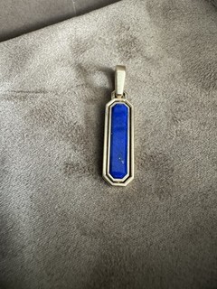 David Yurman Streamline Inlay Amulet 18k Yellow Gold With Black Onyx/Blue Lapis