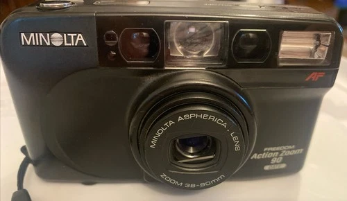 Minolta Freedom Action Zoom 90 35MM Point And Shoot Film Camera Tested Working!!