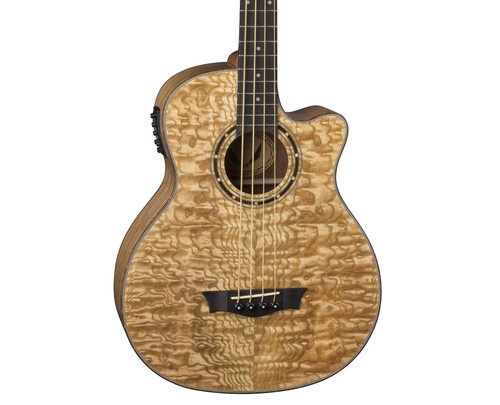Dean Exotica Quilt Ash Acoustic/Electric Bass Guitar - Gloss Natural - Open Box