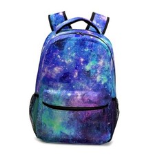 Galaxy Kids Backpack for Girls Boys Blue Purple Starry Sky Blue Purple Galaxy
