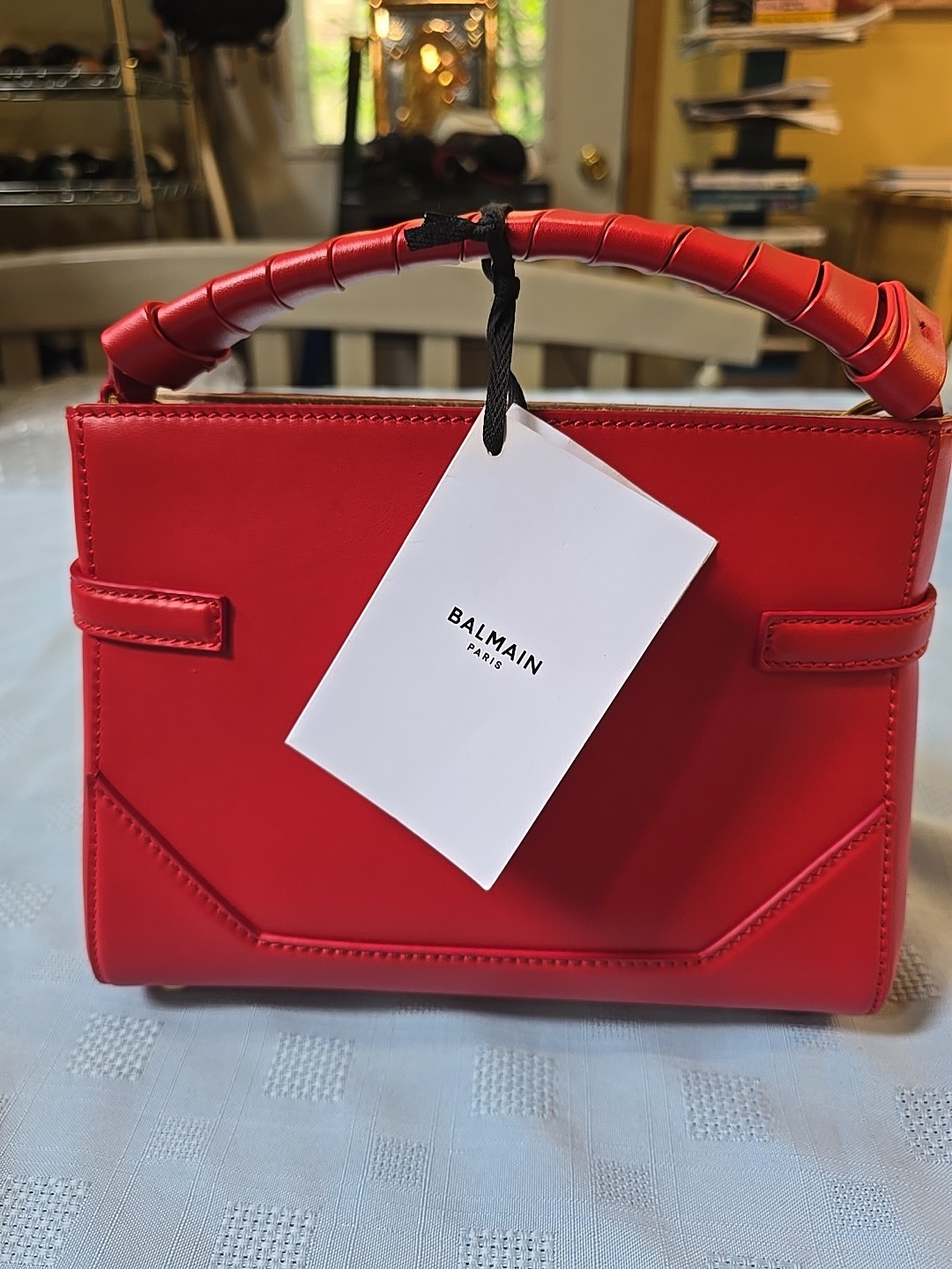 Balmain B-Buzz 22 Leather Top-Handle Bag Rouge Red 3BZ AN1DA797 image 2