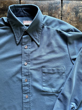 60s/70s Vintage McGregor Blue Button Down Long Sleeve Pocket Shirt Mens L USA