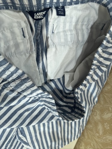 NEW Lands’ End Men’s Size 10 (40) Blue & White Striped Elastic Waist Shorts - Picture 5 of 6