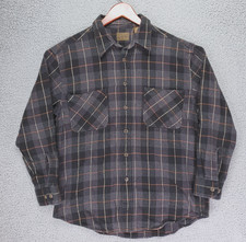 St. John's Bay Heavyweight Chamois Flannel Shirt Mens L Gray Plaid Outdoor Work