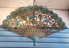 VINTAGE BURWOOD WALL FAN 4402 MCM MID-CENTURY REGENCY COLORS RARE 