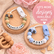 Personalised Silicone Dummy Clip Car Design MAM Adapter Baby Gift
