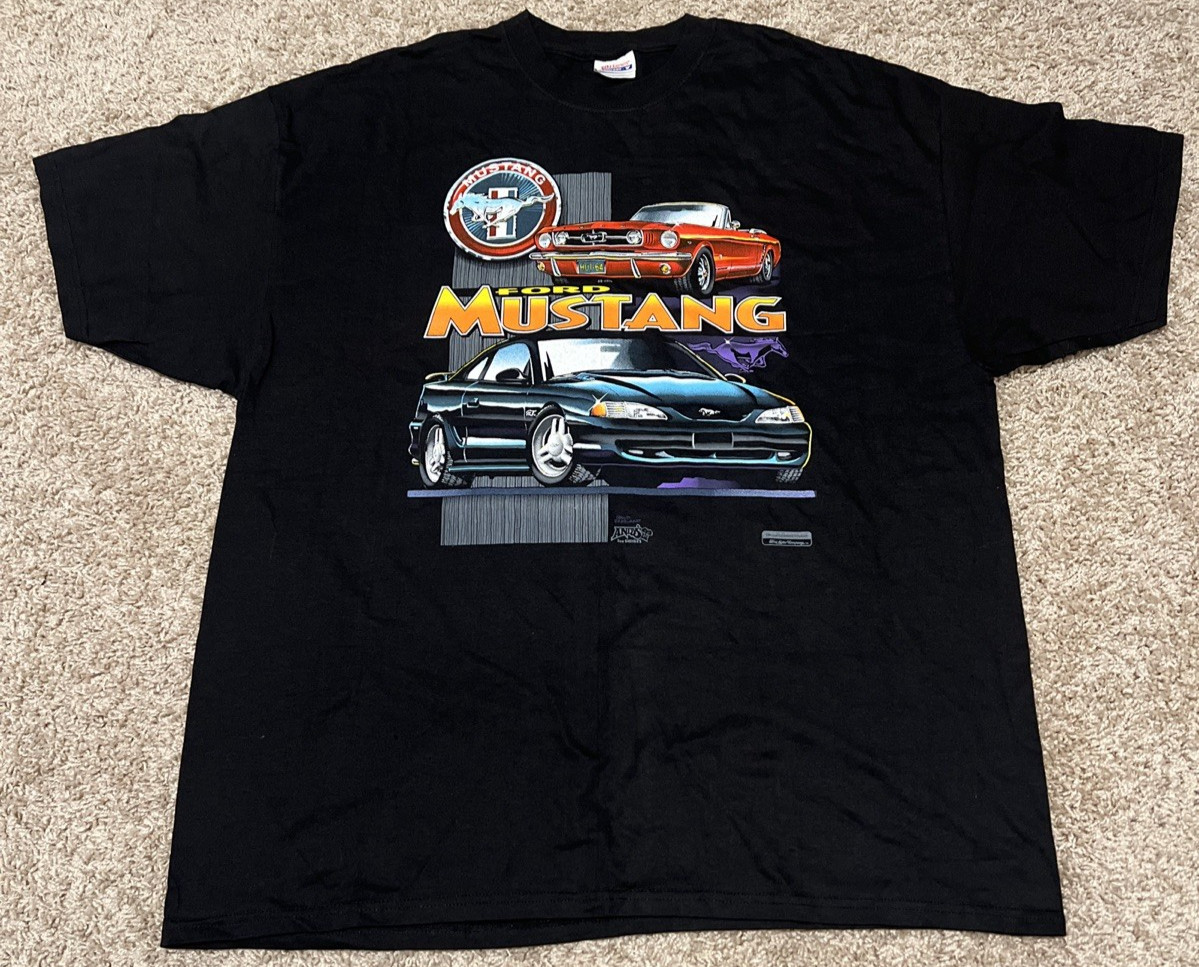 VTG Ford Mustang GT Car Racing Promo Short Sleeve Black T-Shirt Size XXL Andy T