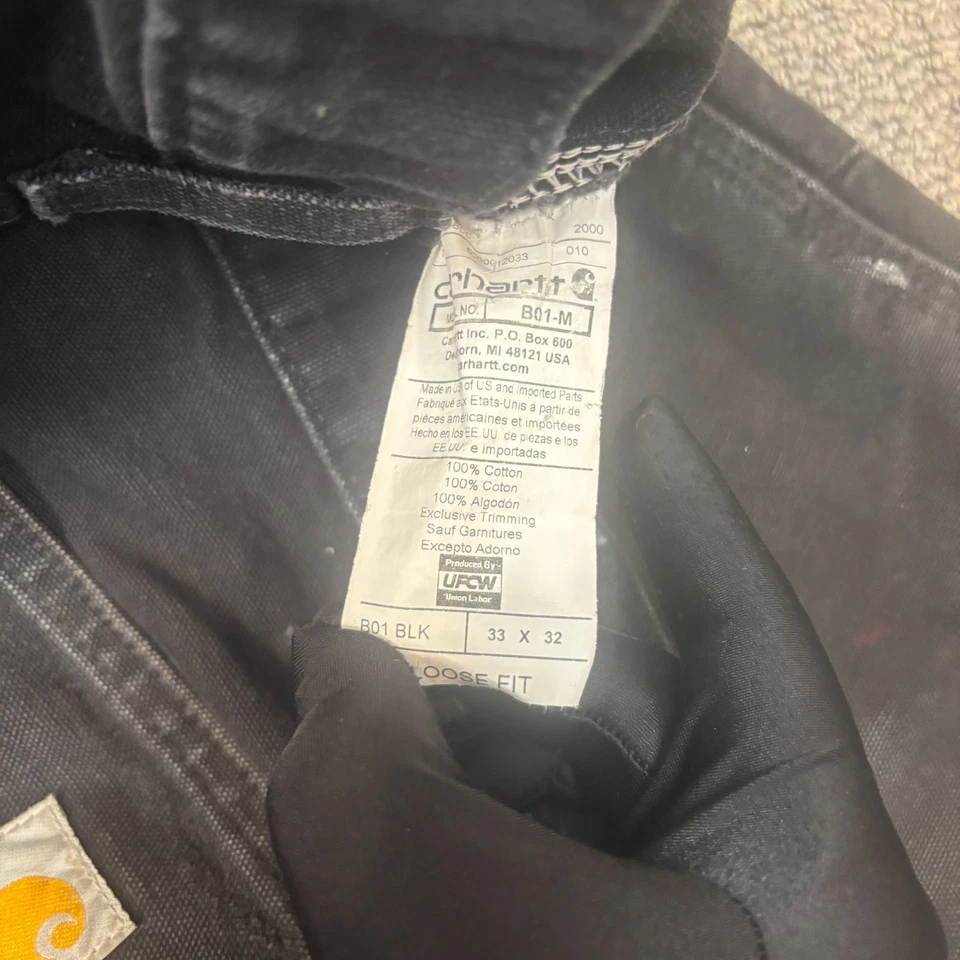 Vintage Carhartt Pants Mens B01 BLK 29X30 33X32 Double Knee Workwear Trashed USA - Image 3 of 4