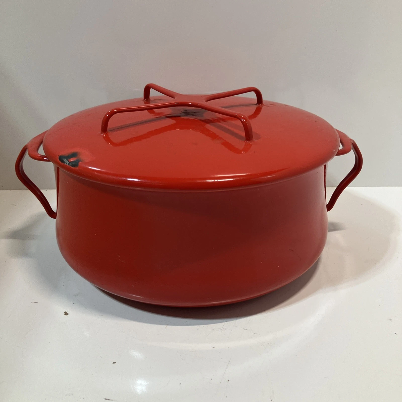 Vintage Dansk Kobenstyle IHQ France Red Enamel Dutch Oven Pot 2.5 quart