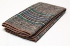 mens pure wool pocket square handkerchief - plaid brown w/green