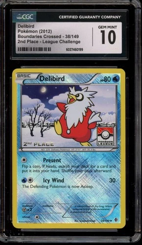 Pokemon Delibird 2nd Place League Challenge Crosshatch Reverse Holo #38 CGC 10