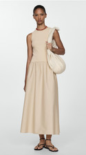 Fitted Cotton Knit Dress by Mango (Sand SZ 8)