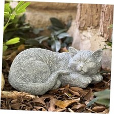 Cat Memorial Stone Garden Decor Outdoor Statue, Figurine Sleeping Cat  stone  