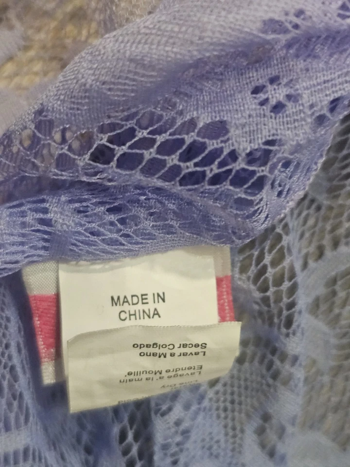 Maxi lencería halter vintage de encaje Shirley of Hollywood abertura azul para mujer talla 2XL Foto 4 de 4