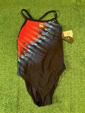 TYR Swimsuit Womens 38 Navy Red Diamondfit Valiance One Piece Stars Patriotic