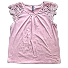 Massini Soft Pink Lace Sleeve Blouse L Romantic Coquette Fairycore Aesthetic Top