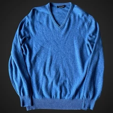 Hawick Men’s Jumper XL Wool Knitwear Knit Made In Scotland V Neck Pullover 