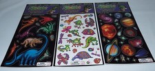 3pk Vintage 90's STICKALOT Reusable Stickers Dinosaurs/Space/Critter-ettes GLOWS