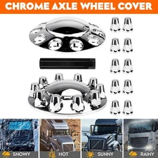 1 Pair 33mm Nut Covers For Semi Truck Chrome Front Wheel Covers Hub Axle Cover