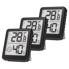 3-Pack Digital Hygrometer Thermometer Indoor Temp Humidity Monitor Fast Black