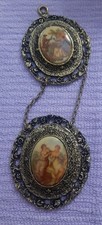 Antiker Wandbehang - Medaillon - 24k Vergoldet - Porzellanbilder - Wand Deko