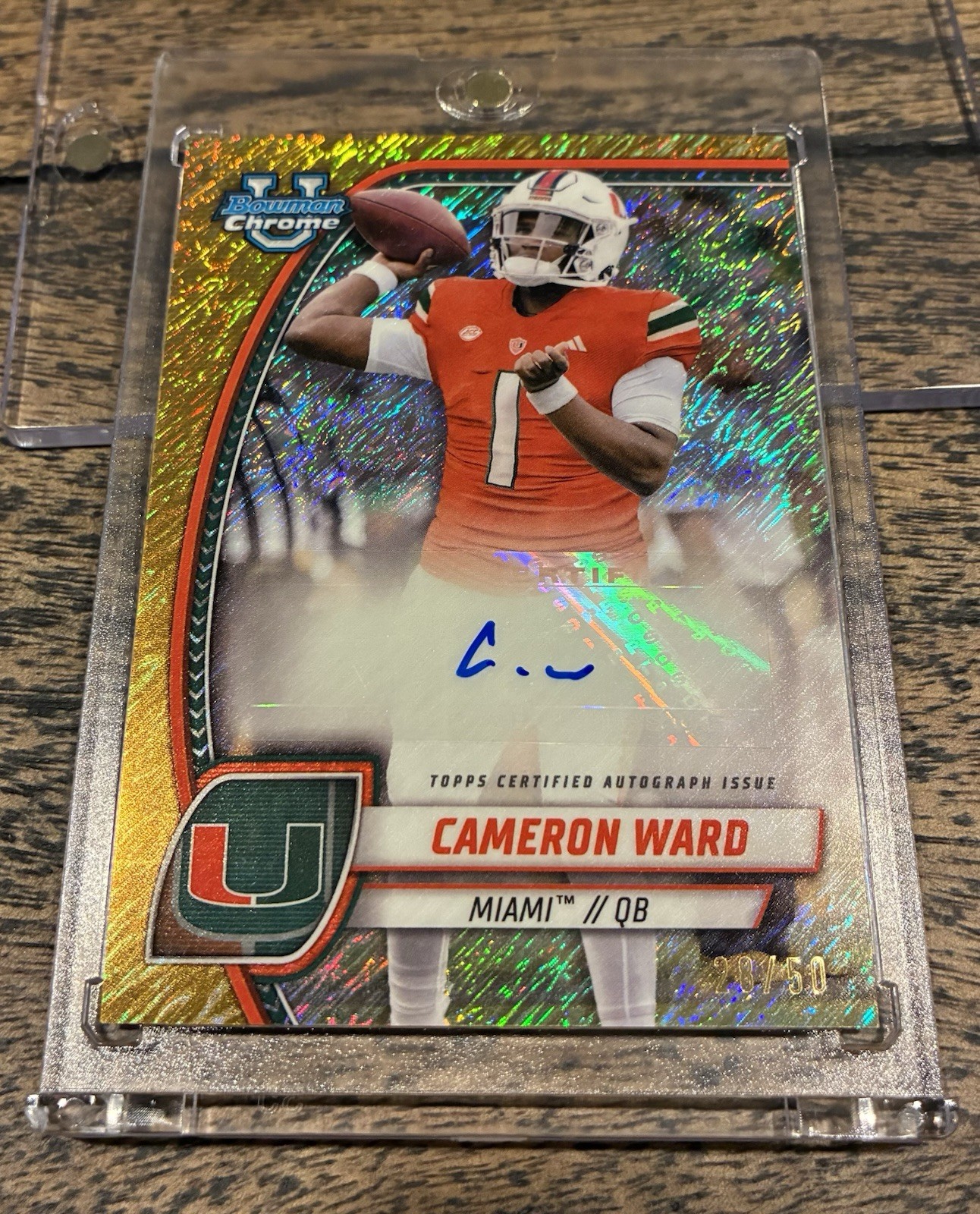 2024 Bowman Chrome U Cam Ward Gold Shimmer Auto /50