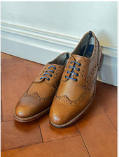 Mens Goodyear Welted Smart Brogue Shoes Tan Leather, leather sole size 9 CM12117