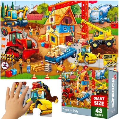 QUOKKA Riesen Bodenpuzzle - 48 Teile Lernpuzzle für Kinder, Bauthema
