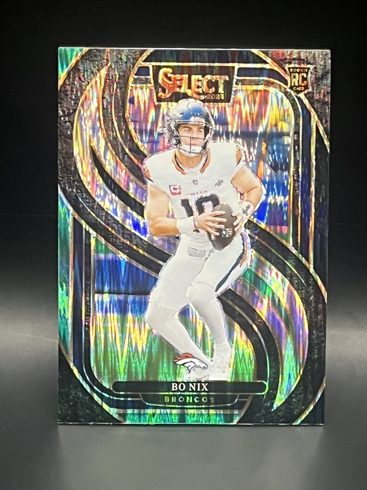 2024 Panini Select Bo Nix Premier Level Prizm RC Black And Green Shock#117