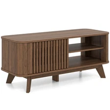 Coffee Table w/ Storage Adjustable Shelves & 2 Doors Wood Cocktail Table