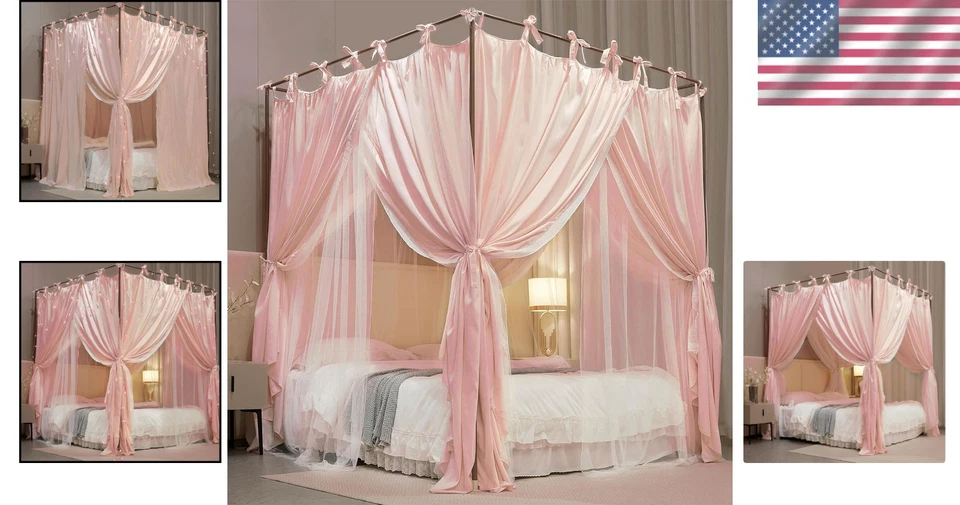 Lujoso toldo de cama con temática de princesa - Elegante protección contra mosquitos para niñas Foto 2 de 4