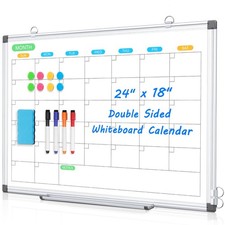 Dry Erase Board Calendar for Wall, 24" x 18" Magnetic Whiteboard Calendar, Mo...