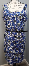 Premise Shift Dress Womens 14 Multi Floral Fully Lined Belted Waist Back Zip