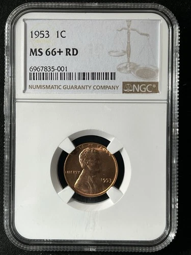 1953 1C RD Lincoln Wheat One Cent NGC MS66+RD  6967835-001