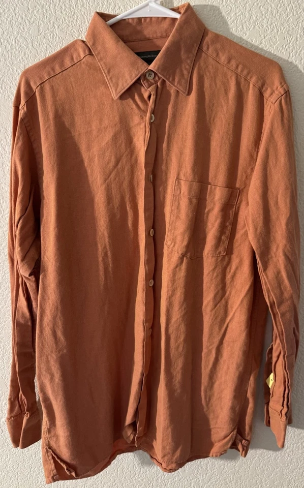 Ermenegildo Zegna Hombre Grande Naranja Espiga Manga Larga Abotonada Foto 2 de 4