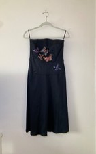 Vintage Notice Dropwaist Strapless Corset Butterfly Embroidered Dress Size 4